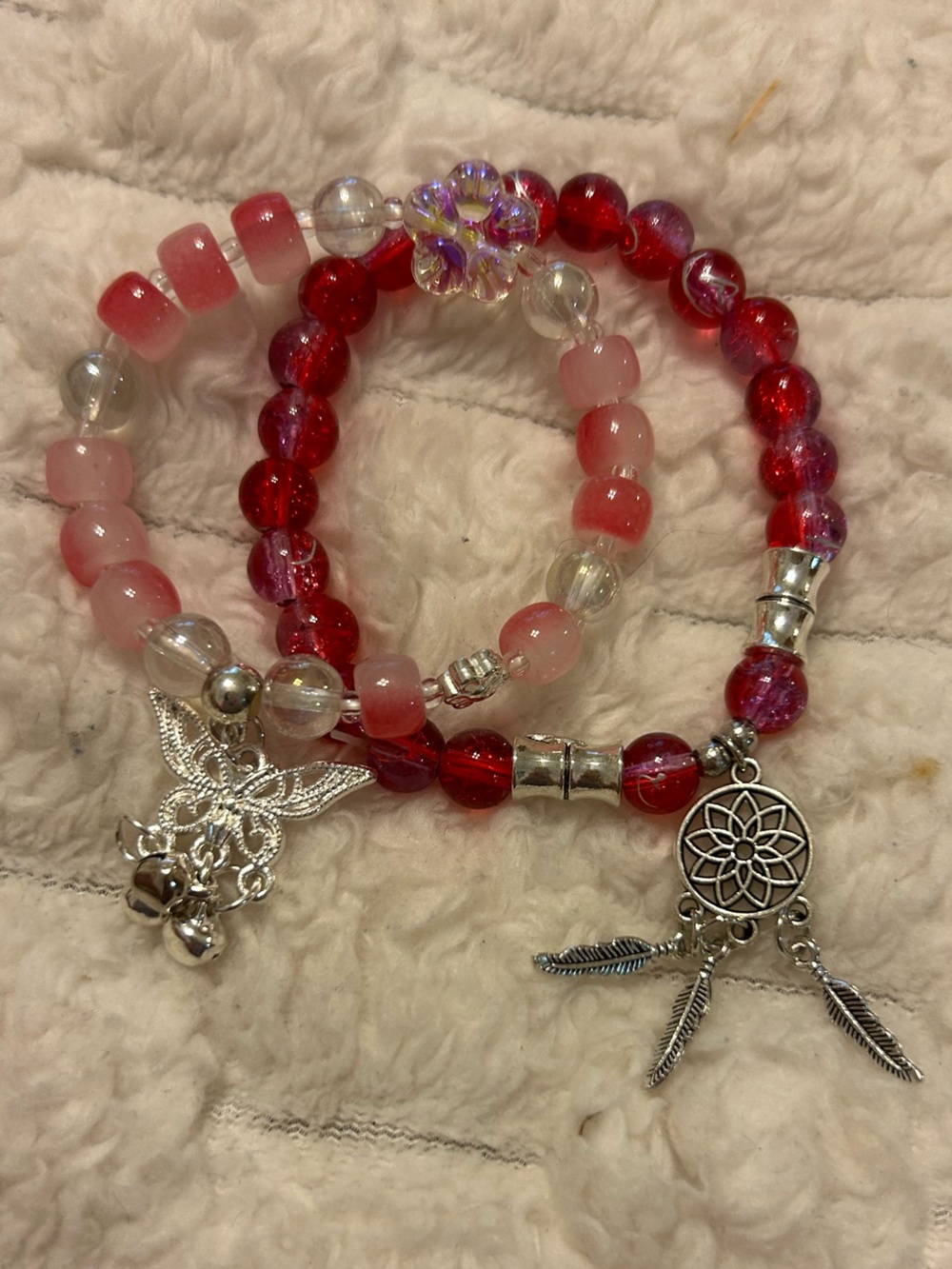 Boho Stretch Beaded Bracelet Set with Dreamcatcher & Butterfly Charms | Set of 2